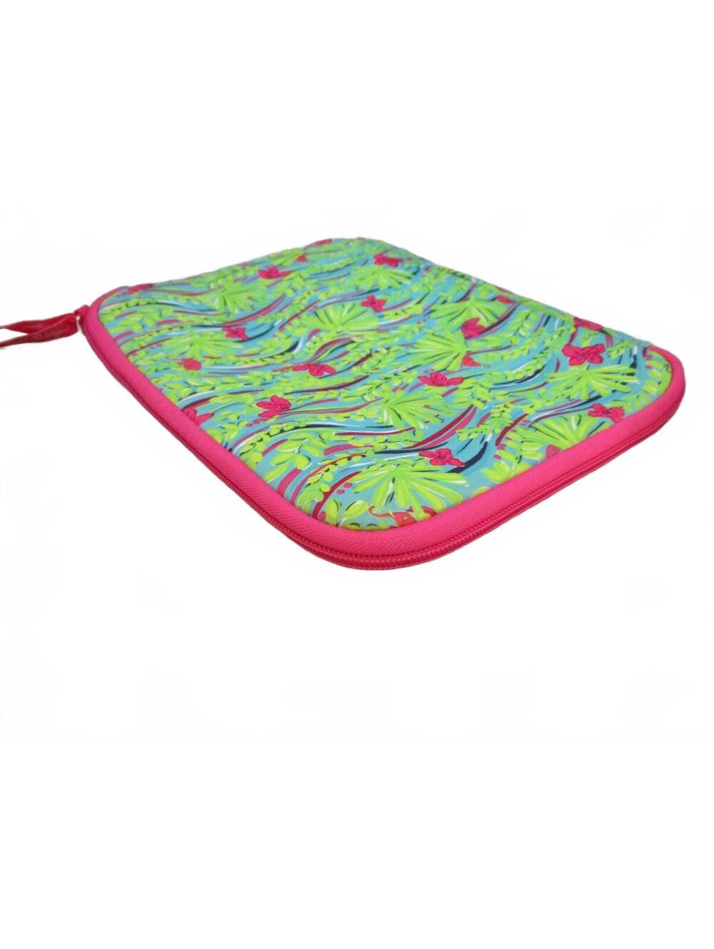 Lilly Pulitzer Bright Pink Floral Neoprene Zip Protective Sleeve Travel Bag